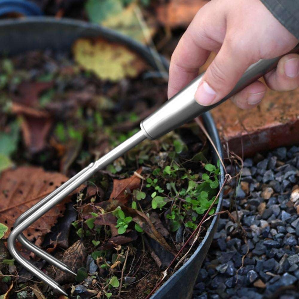 Weed Puller - Roestvrijstalen onkruidtrekker 2-7 tanden Mangaanstaal Handhark
