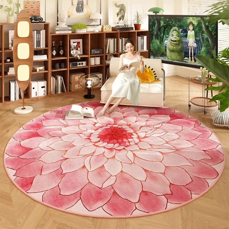 Gardening Tools Pink - Roze tuin rond woonkamertapijt, uitwisbare salontafel,