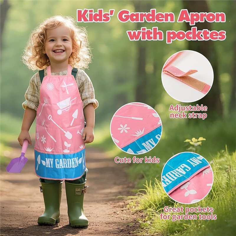 Gardening Tools Pink - Superior-Kids roze tuingereedschapset met metalen hark,