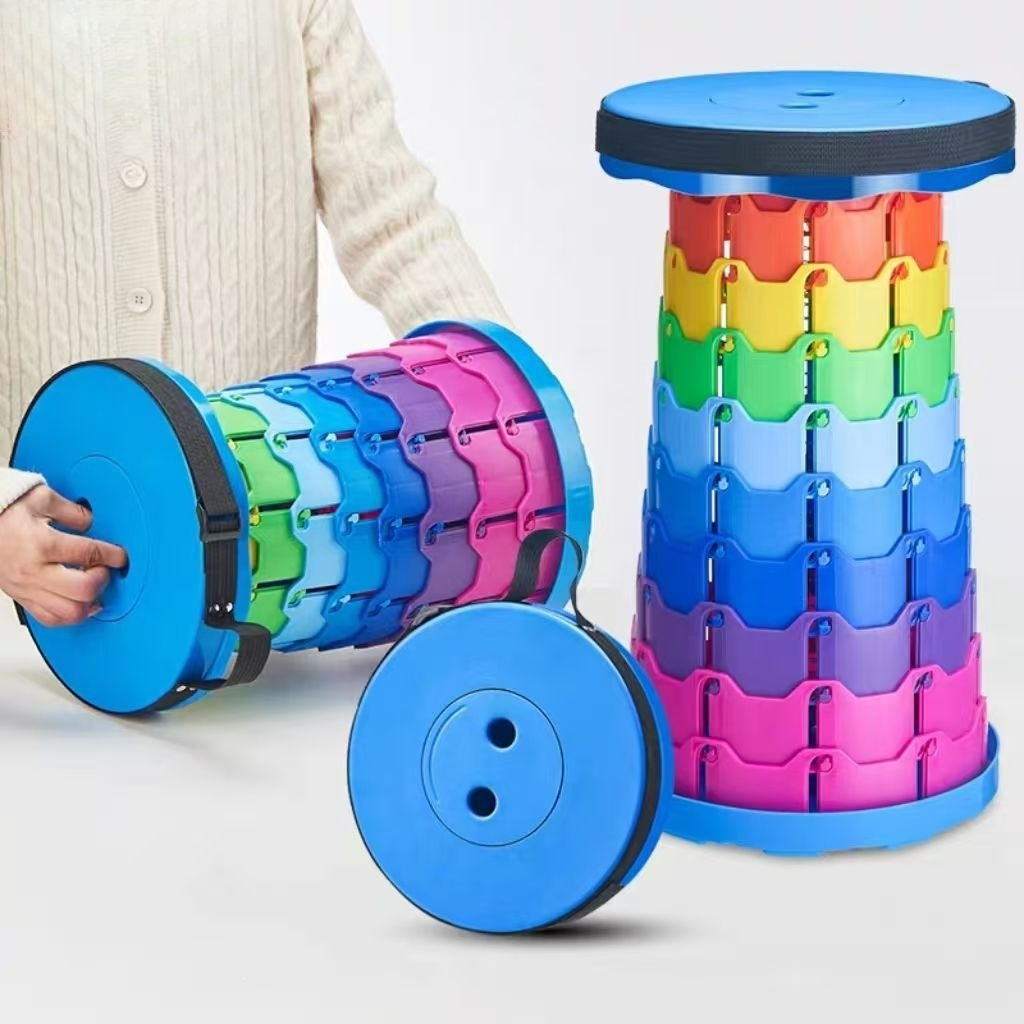 Gardening Tool - Regenboog Telescopische Campingkruk Draagbaar Verdikt Opklapbaar