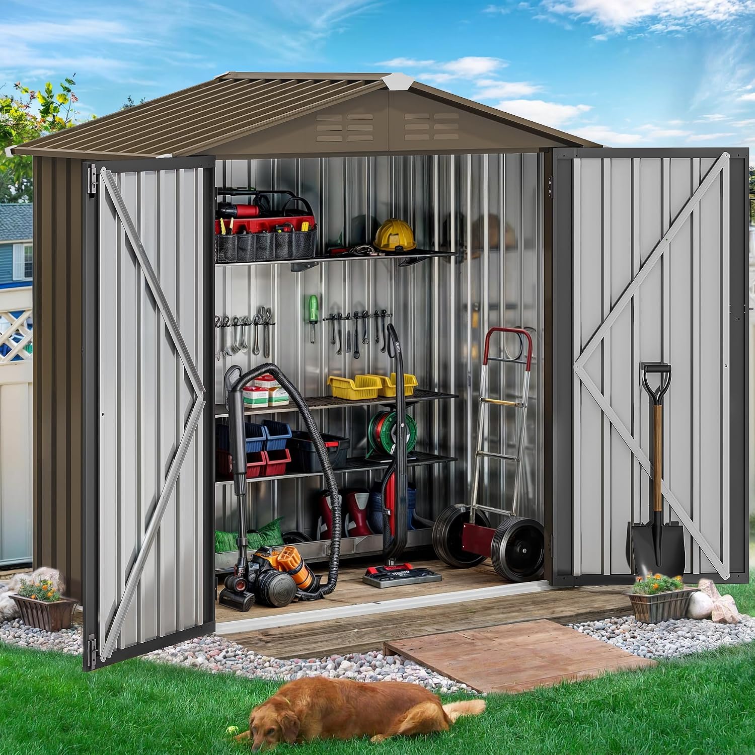 6x4ft Metalen Buitenberging, W - Gardening Tool recensie en prijs